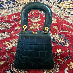STAUD Dark Green Crocodile-Embossed Mini Bag